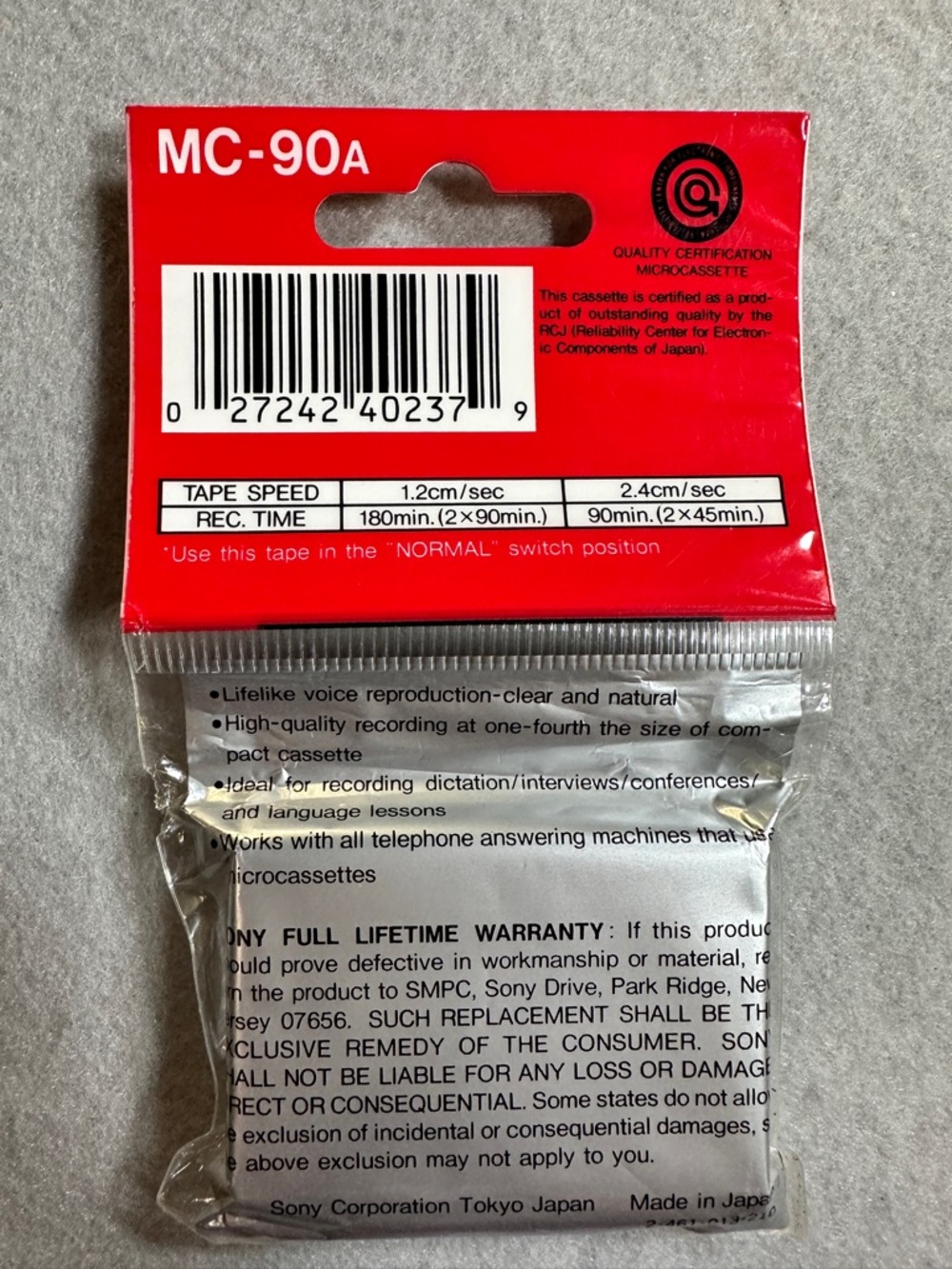 Sony MC-90 Microcassette 180 Min Voice Recorder Tape New Sealed - Picture 3 of 6